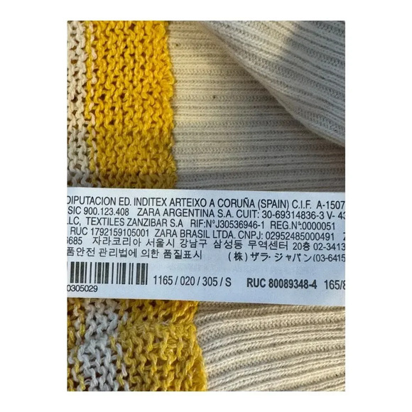 ZARA Women’s Small Yellow and White Striped Knit Rustic Sweater Vest Oversized - Picture 8 of 9